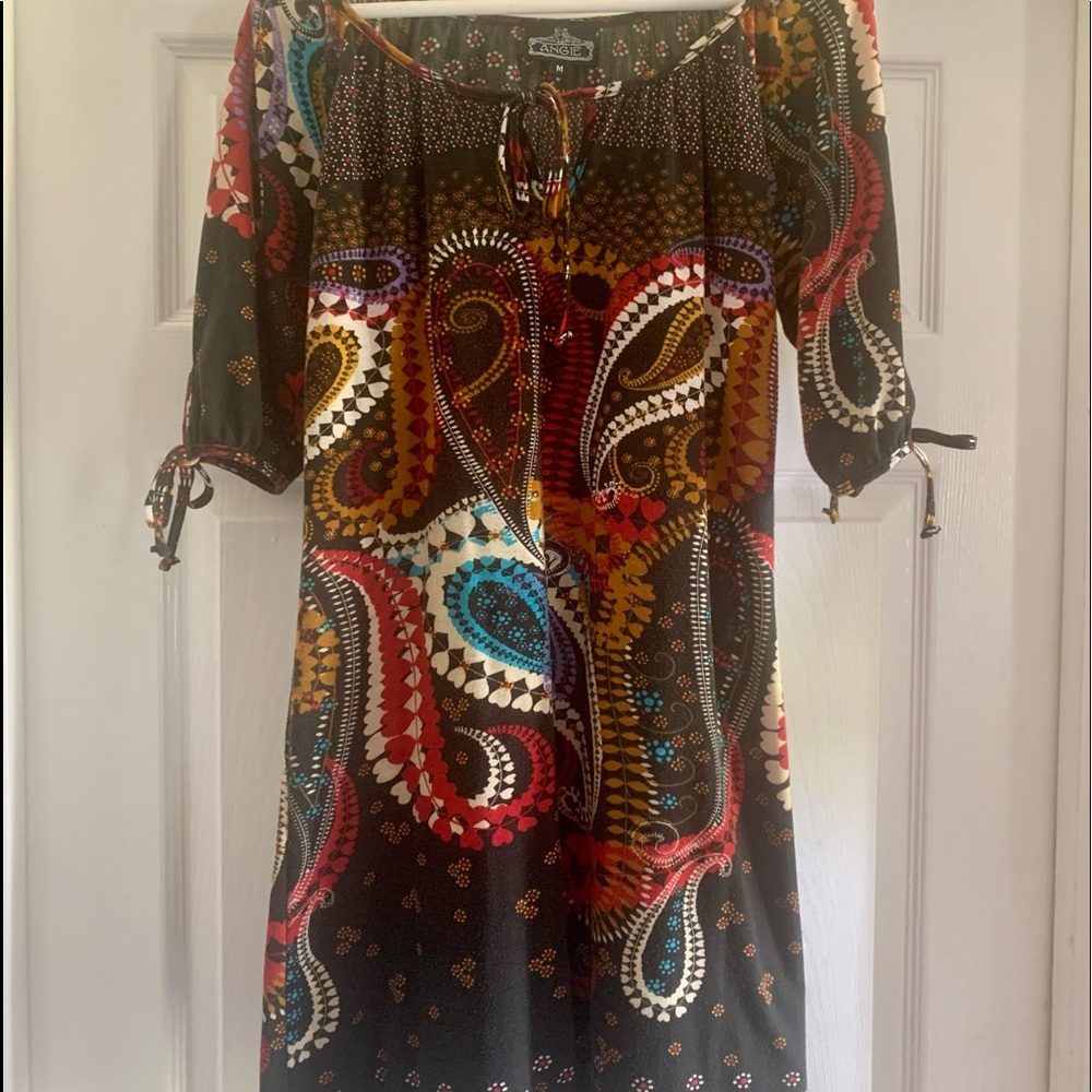 Boutique black dress with paisley print size M